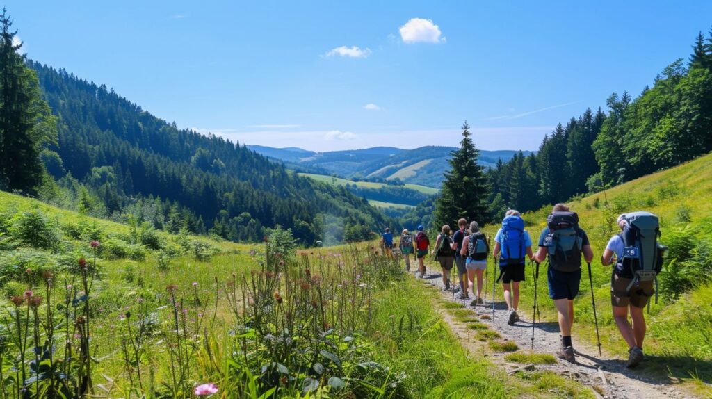 Aktivurlaub Deutschland mit Wanderern in malerischer Berglandschaft