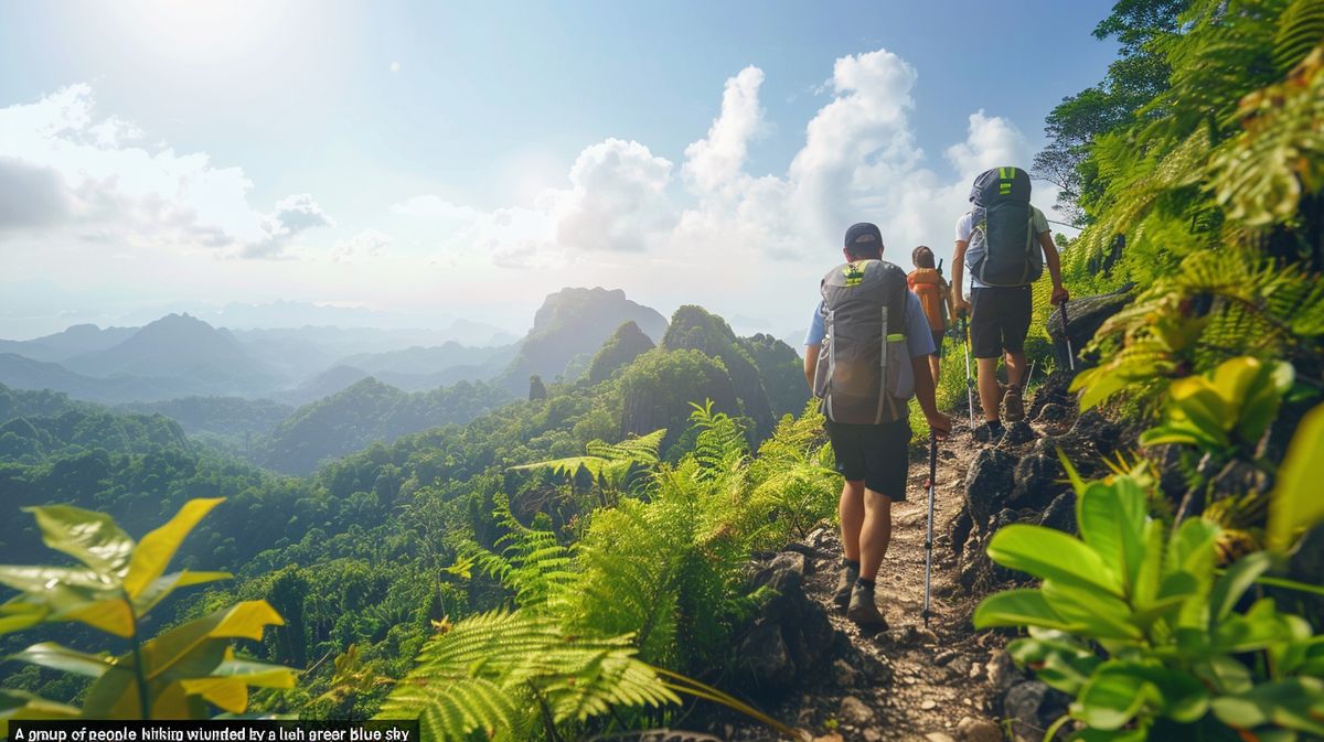 Frau genießt Abenteuerurlaub beim Wandern in den Bergen mit atemberaubender Aussicht