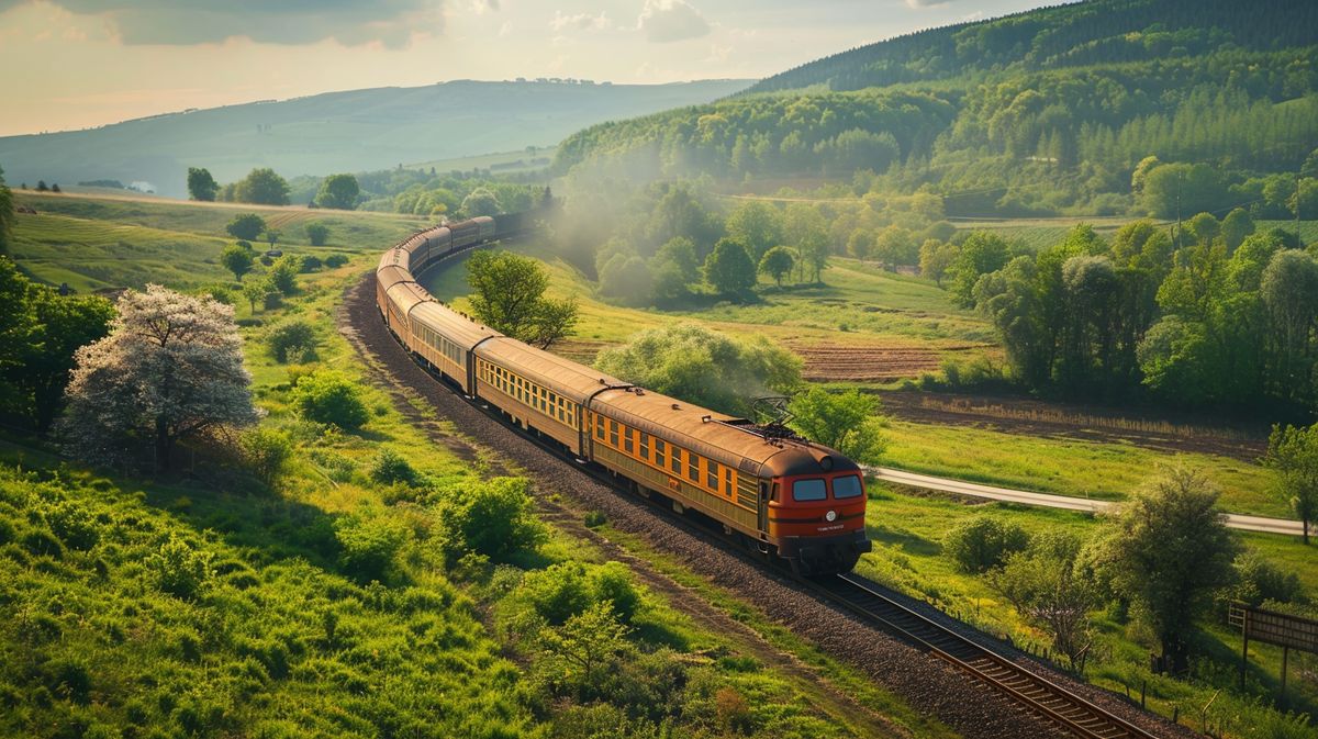 Moderne Züge auf einem Bahnhof, perfekt für Bahnreisen in Europa