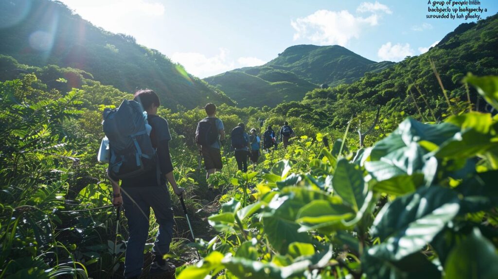 Frau genießt Abenteuerurlaub beim Wandern in den Bergen mit malerischem Ausblick