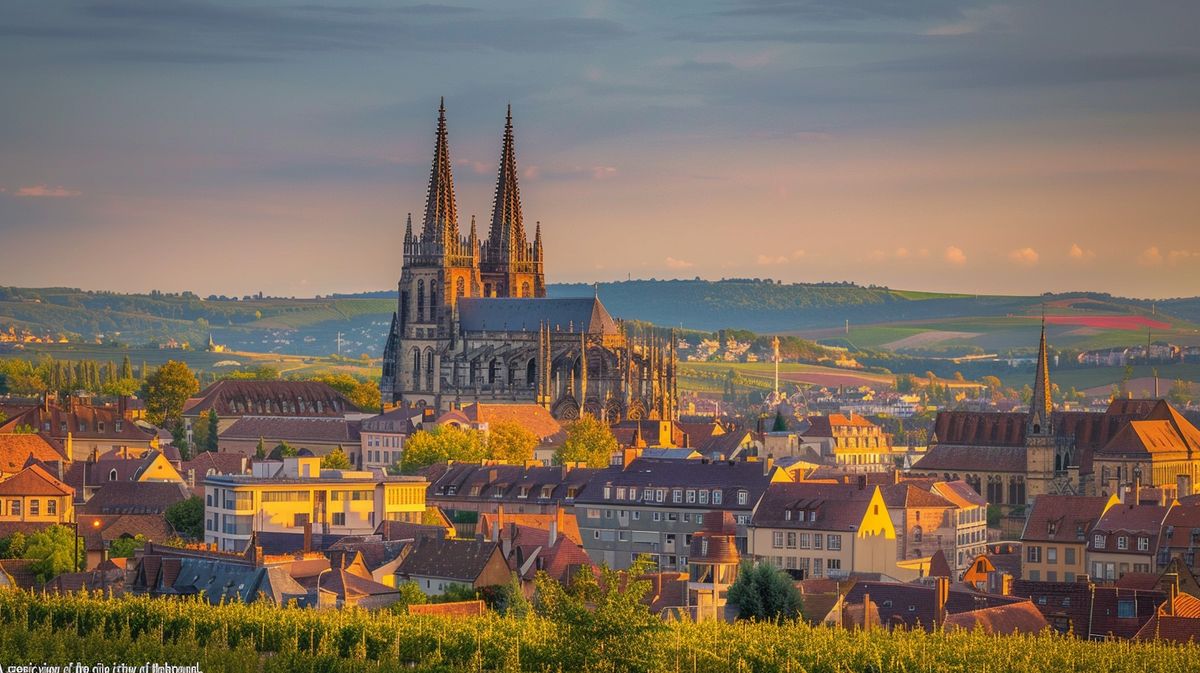 Blick auf die malerische Stadt Metz im Elsass mit historischen Gebäuden und blauem Himmel, perfekt für einen Besuch in der Region Metz Elsass