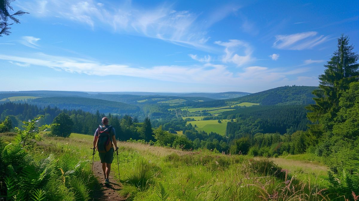 Wanderer genießen die Aussicht auf die Berge während eines Wanderurlaubs in Deutschland