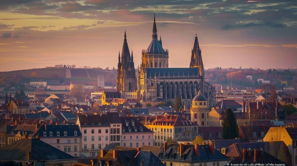 Historische Architektur im Metz Elsass mit belebten Straßen und traditionellen Gebäuden