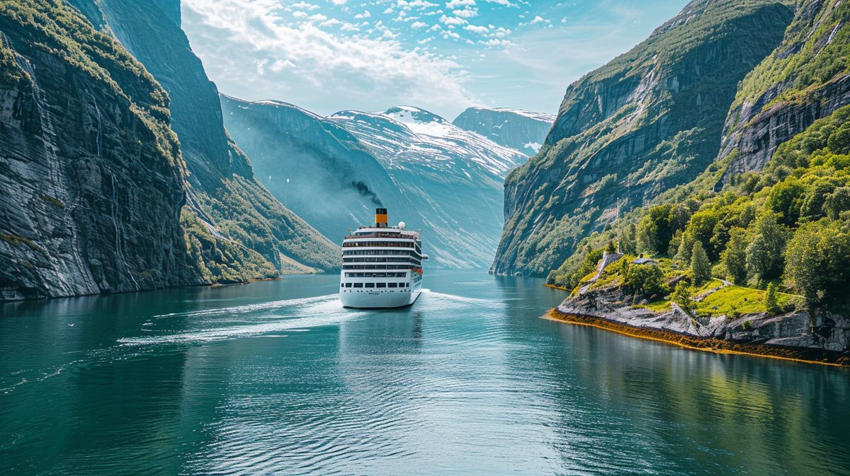 Norwegen Rundreise Panorama mit malerischen Bergen und klarem See im Sommer